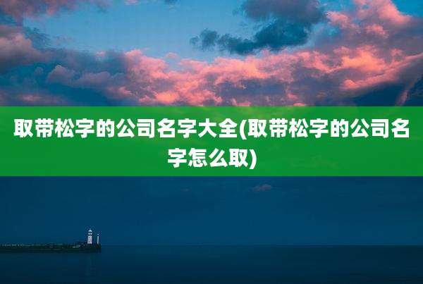 取带松字的公司名字大全(取带松字的公司名字怎么取)