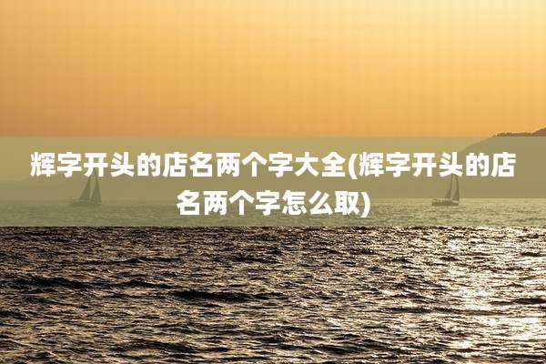 辉字开头的店名两个字大全(辉字开头的店名两个字怎么取)