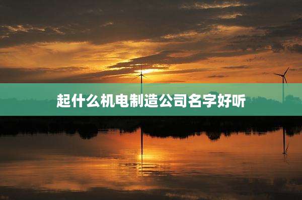 起什么机电制造公司名字好听