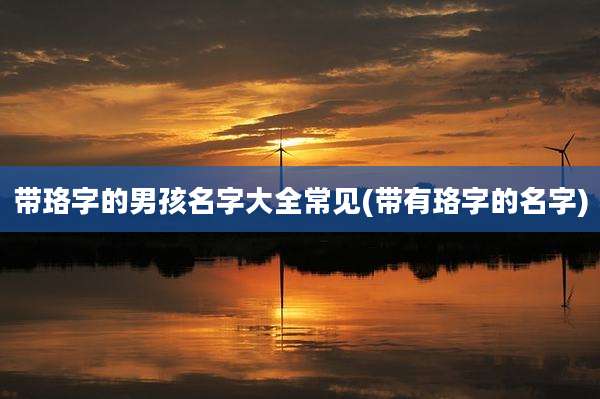 带珞字的男孩名字大全常见(带有珞字的名字)