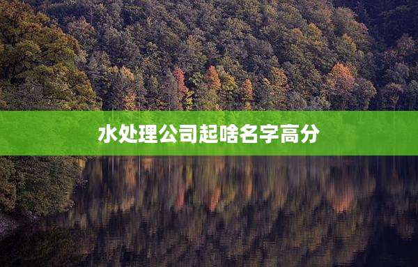 水处理公司起啥名字高分