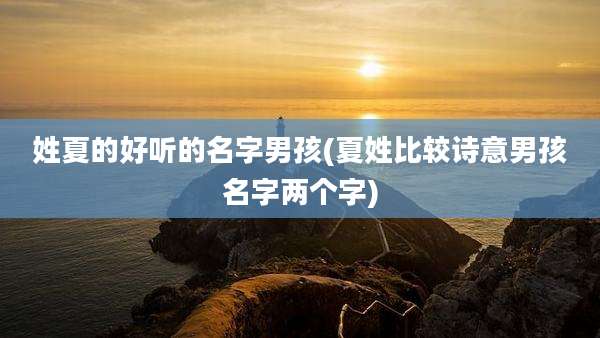 姓夏的好听的名字男孩(夏姓比较诗意男孩名字两个字)