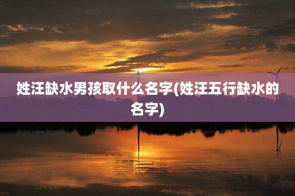 姓汪缺水男孩取什么名字(姓汪五行缺水的名字)