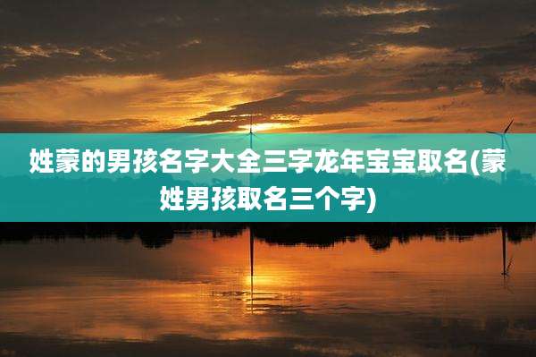 姓蒙的男孩名字大全三字龙年宝宝取名(蒙姓男孩取名三个字)