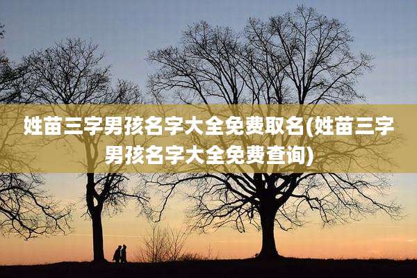 姓苗三字男孩名字大全免费取名(姓苗三字男孩名字大全免费查询)