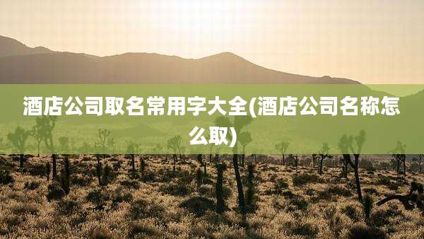 酒店公司取名常用字大全(酒店公司名称怎么取)