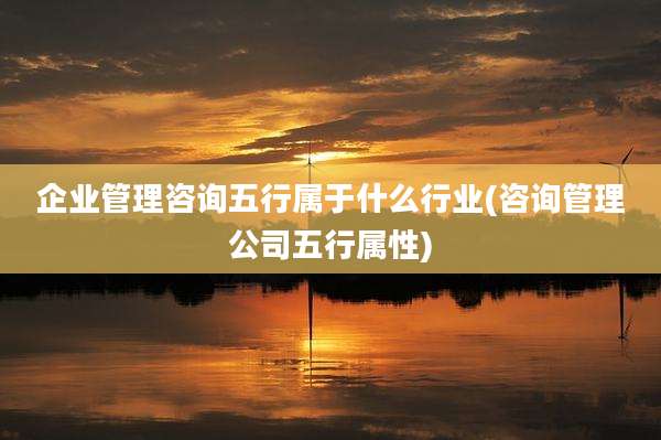 企业管理咨询五行属于什么行业(咨询管理公司五行属性)