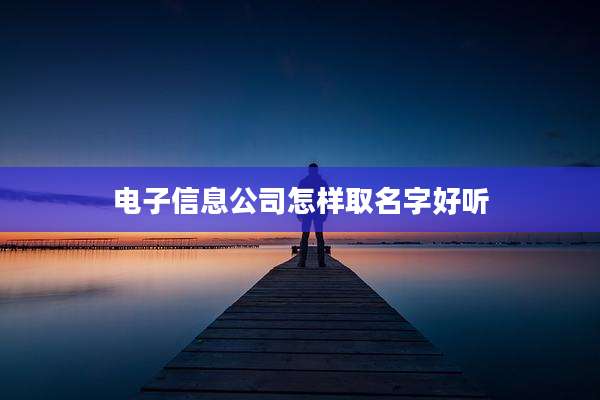 电子信息公司怎样取名字好听