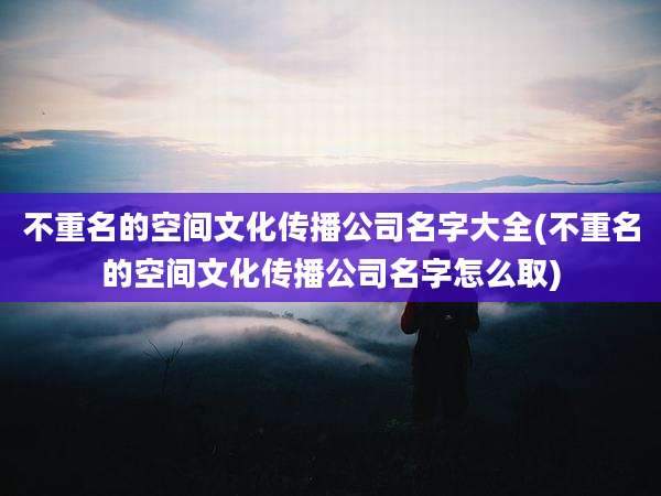 不重名的空间文化传播公司名字大全(不重名的空间文化传播公司名字怎么取)
