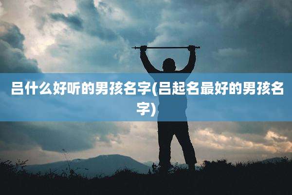 吕什么好听的男孩名字(吕起名最好的男孩名字)