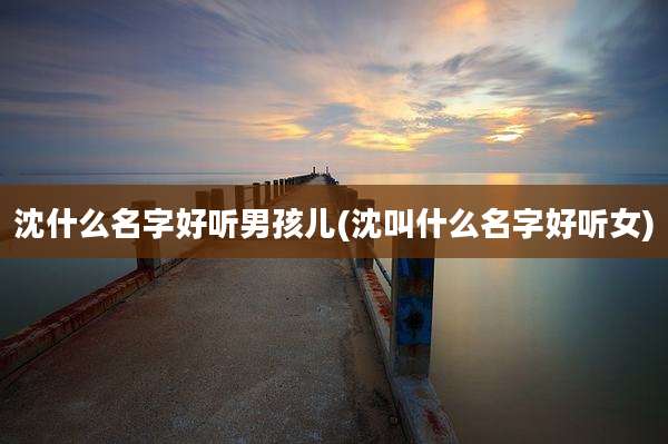 沈什么名字好听男孩儿(沈叫什么名字好听女)