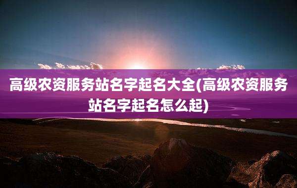 高级农资服务站名字起名大全(高级农资服务站名字起名怎么起)