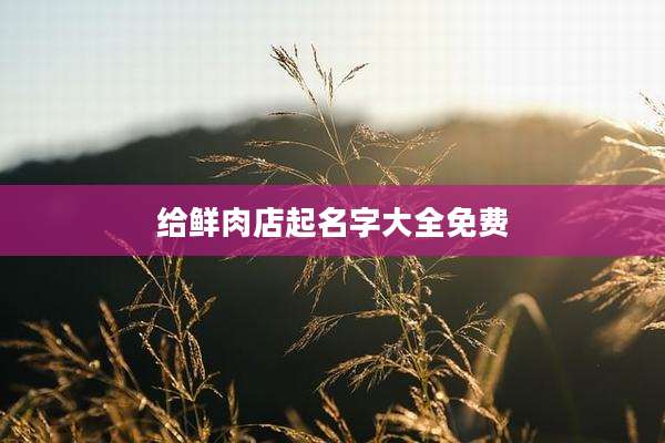 给鲜肉店起名字大全免费