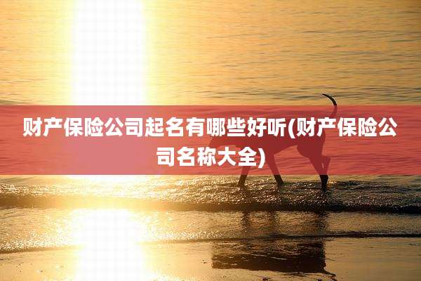 财产保险公司起名有哪些好听(财产保险公司名称大全)