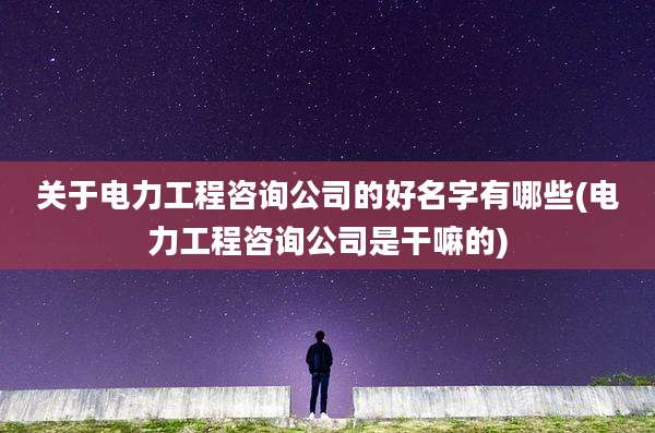 关于电力工程咨询公司的好名字有哪些(电力工程咨询公司是干嘛的)