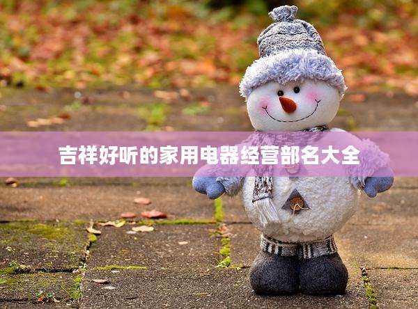 吉祥好听的家用电器经营部名大全