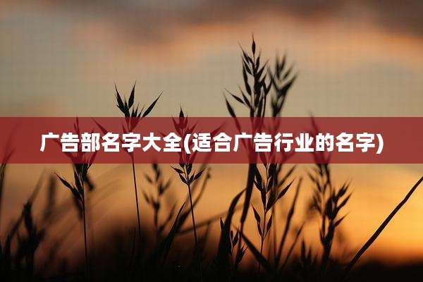 广告部名字大全(适合广告行业的名字)