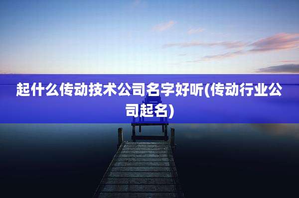 起什么传动技术公司名字好听(传动行业公司起名)