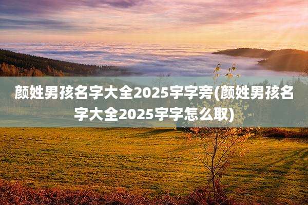 颜姓男孩名字大全2025宇字旁(颜姓男孩名字大全2025宇字怎么取)