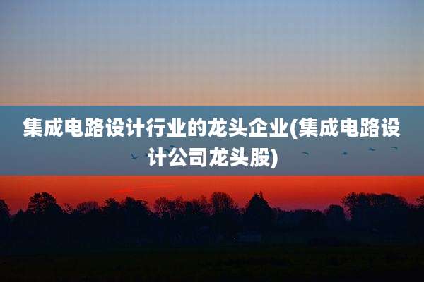 集成电路设计行业的龙头企业(集成电路设计公司龙头股)
