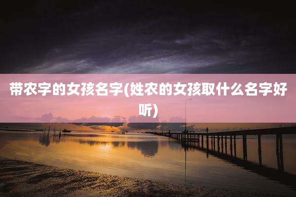 带农字的女孩名字(姓农的女孩取什么名字好听)
