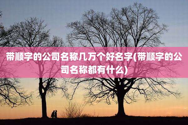 带顺字的公司名称几万个好名字(带顺字的公司名称都有什么)