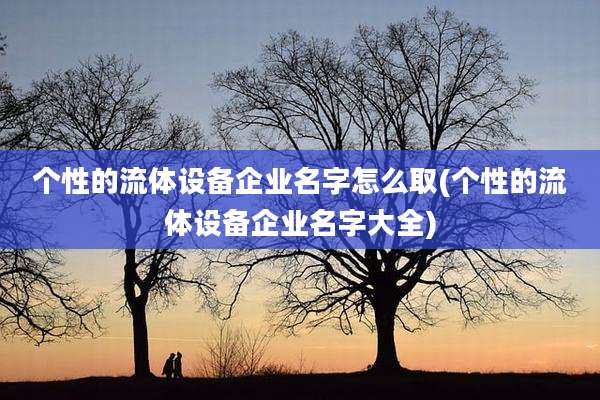 个性的流体设备企业名字怎么取(个性的流体设备企业名字大全)