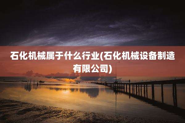 石化机械属于什么行业(石化机械设备制造有限公司)