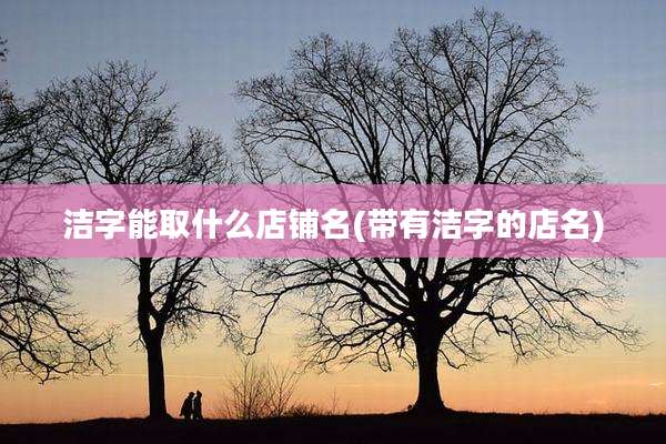 洁字能取什么店铺名(带有洁字的店名)