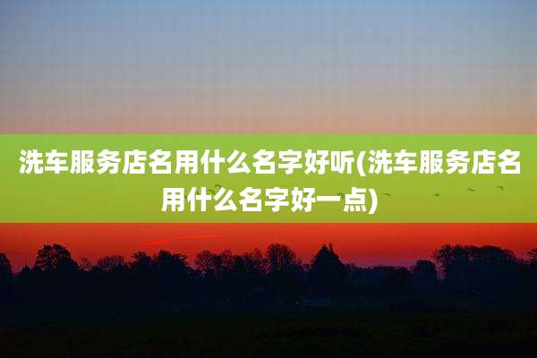 洗车服务店名用什么名字好听(洗车服务店名用什么名字好一点)