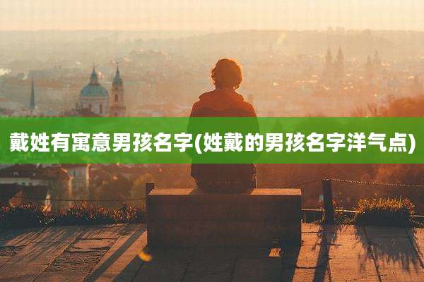 戴姓有寓意男孩名字(姓戴的男孩名字洋气点)