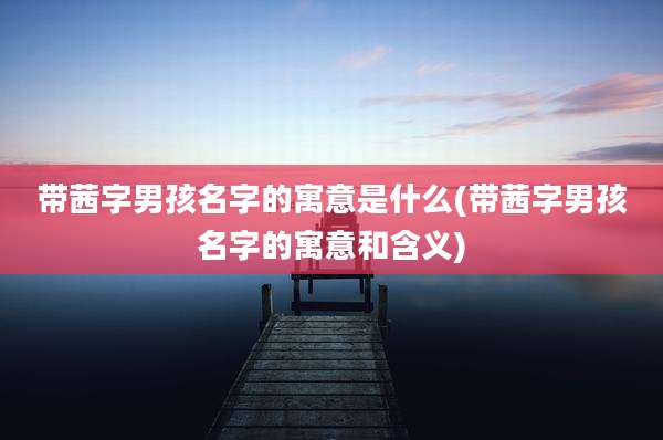 带茜字男孩名字的寓意是什么(带茜字男孩名字的寓意和含义)