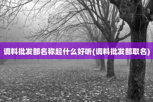 调料批发部名称起什么好听(调料批发部取名)