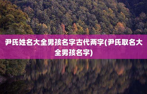 尹氏姓名大全男孩名字古代两字(尹氏取名大全男孩名字)