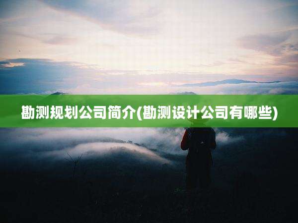 勘测规划公司简介(勘测设计公司有哪些)