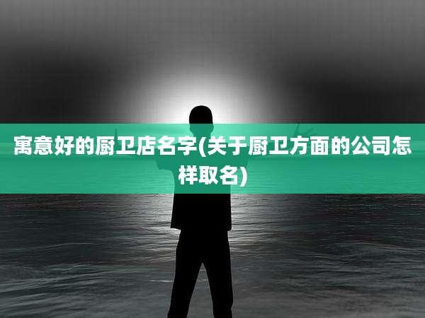 寓意好的厨卫店名字(关于厨卫方面的公司怎样取名)