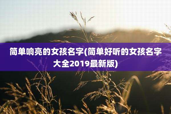 简单响亮的女孩名字(简单好听的女孩名字大全2019最新版)