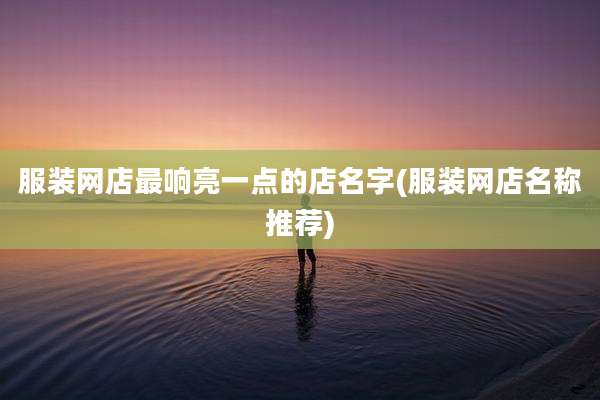 服装网店最响亮一点的店名字(服装网店名称推荐)