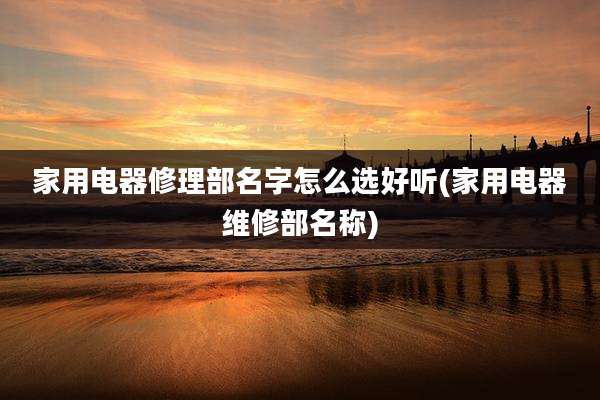 家用电器修理部名字怎么选好听(家用电器维修部名称)