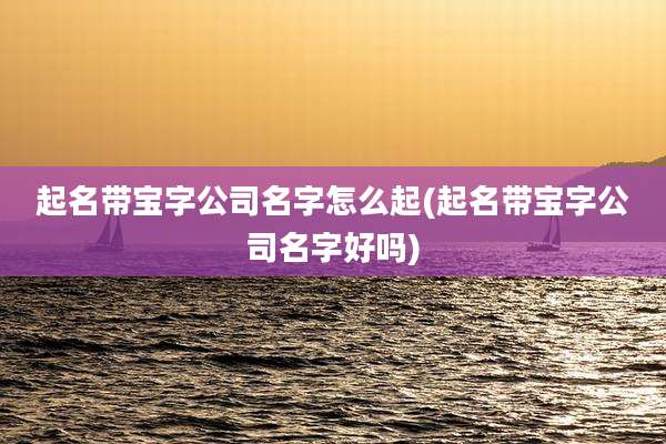 起名带宝字公司名字怎么起(起名带宝字公司名字好吗)