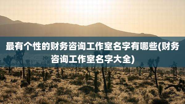 最有个性的财务咨询工作室名字有哪些(财务咨询工作室名字大全)