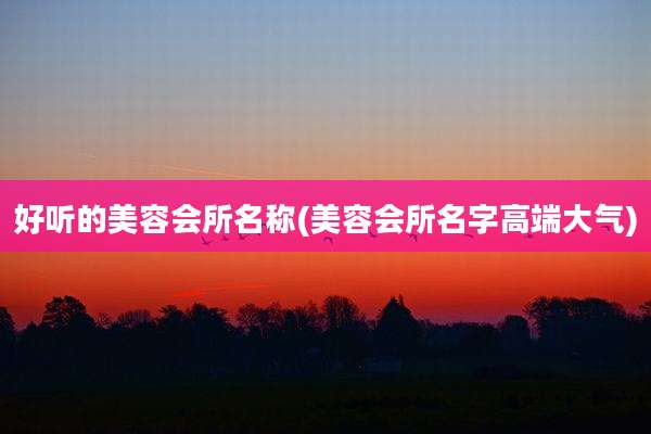 好听的美容会所名称(美容会所名字高端大气)