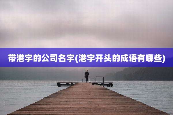 带港字的公司名字(港字开头的成语有哪些)