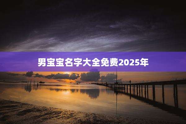 男宝宝名字大全免费2025年
