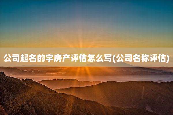 公司起名的字房产评估怎么写(公司名称评估)