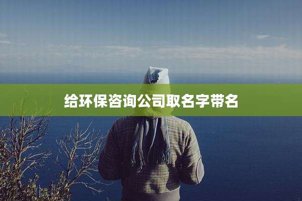 给环保咨询公司取名字带名