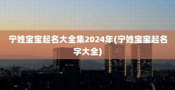宁姓宝宝起名大全集2024年(宁姓宝宝起名字大全)