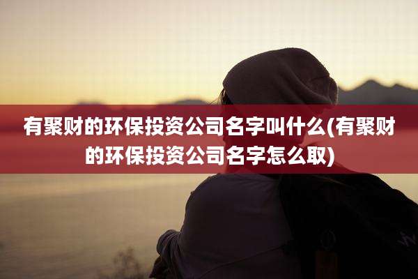 有聚财的环保投资公司名字叫什么(有聚财的环保投资公司名字怎么取)