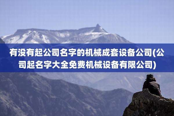 有没有起公司名字的机械成套设备公司(公司起名字大全免费机械设备有限公司)