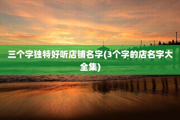 三个字独特好听店铺名字(3个字的店名字大全集)